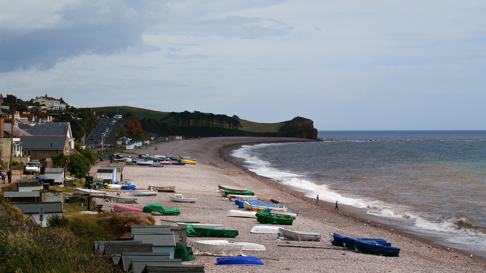 Small coastal town seen from the beach